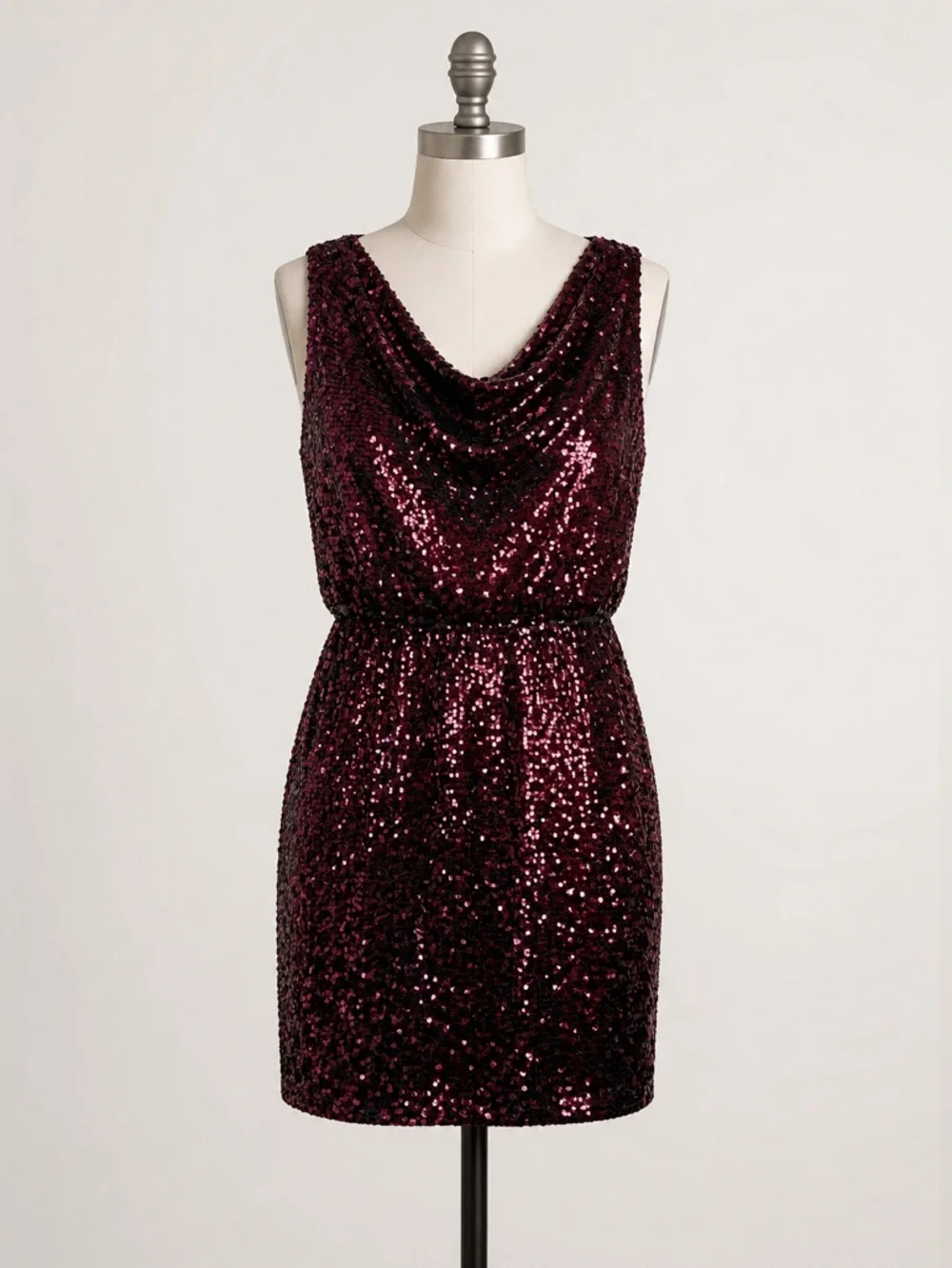 NWT Apt. 9 Burgundy Sequin Cowl Neck Cocktail Dress – Size L
